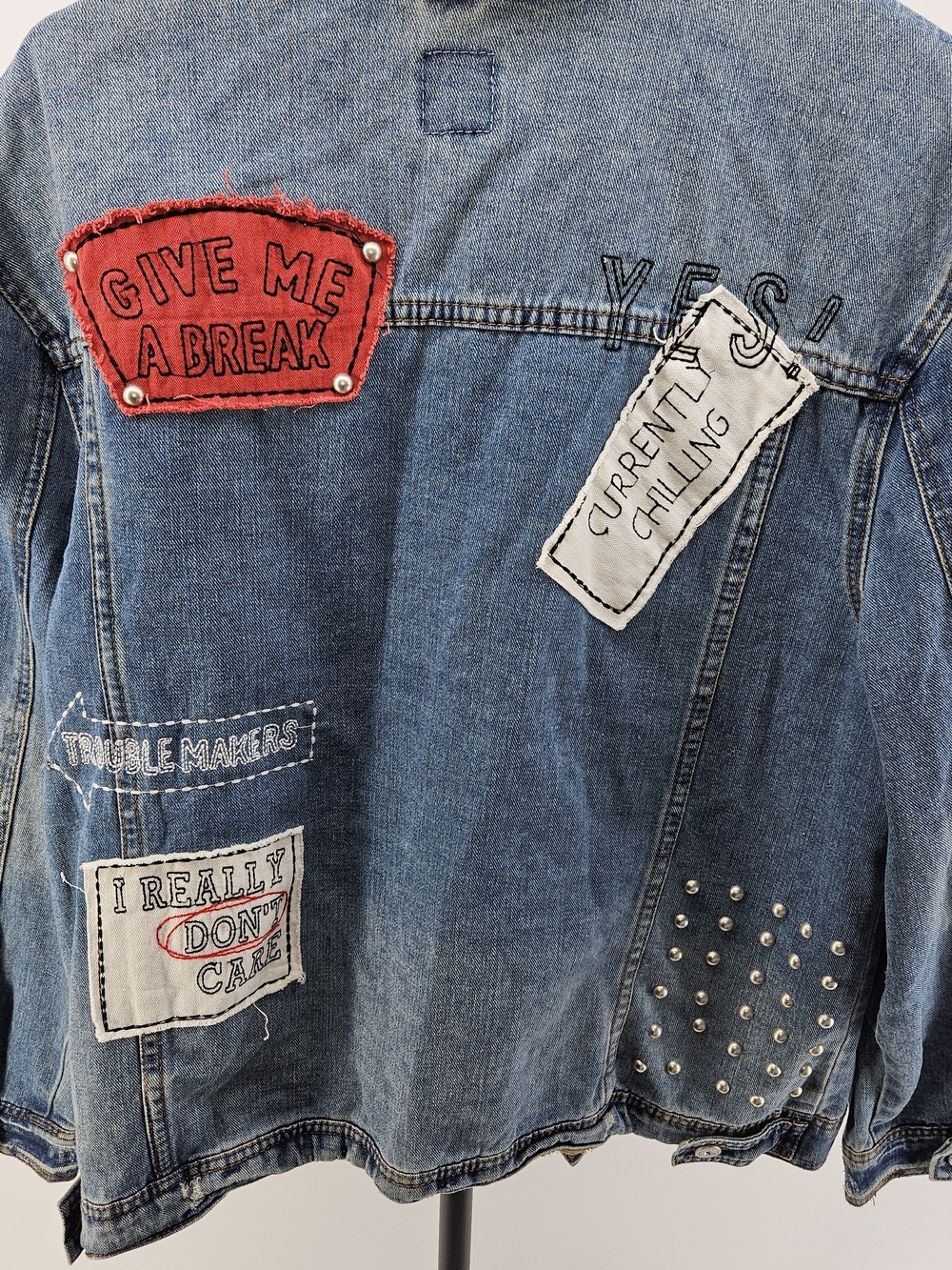 Blue Women's Denim Jeans Patches Classic Fit